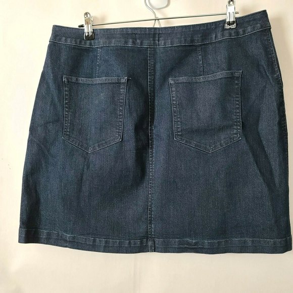 Ann Taylor LOFT Womens Denim Sailor Skirt Dark Wash Jeans Mini Size 0 Stretch - Picture 3 of 7
